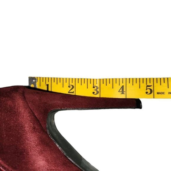 Burgundy Peep Toe Lace Up Over The Knee High Heel Boots Size 9 - Picture 3 of 7